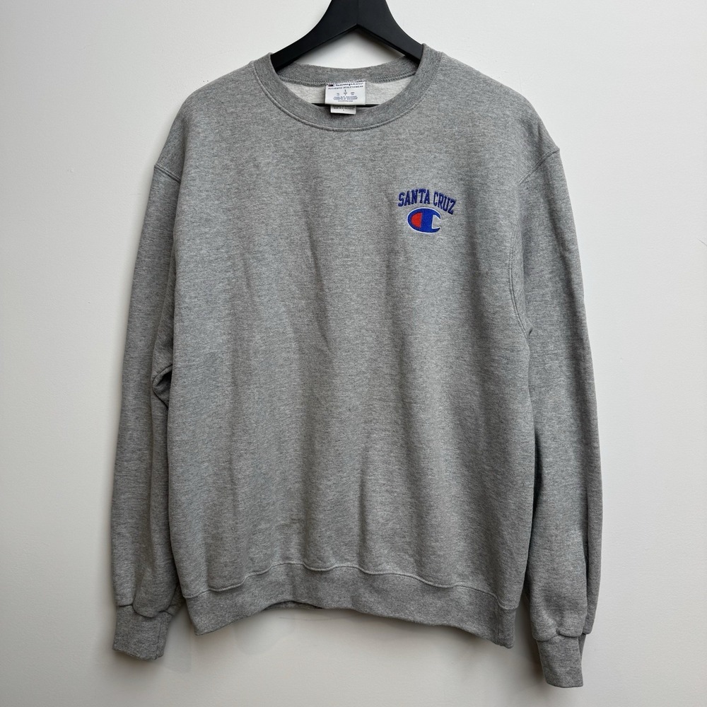 Y2K Santa Cruz Champion Gray L Weave Cotton Sweater‎ Pullover Classic Logo Men's